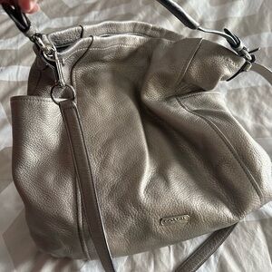 Coach Pebbled Leather Shoulder Bag in Taupe Gray